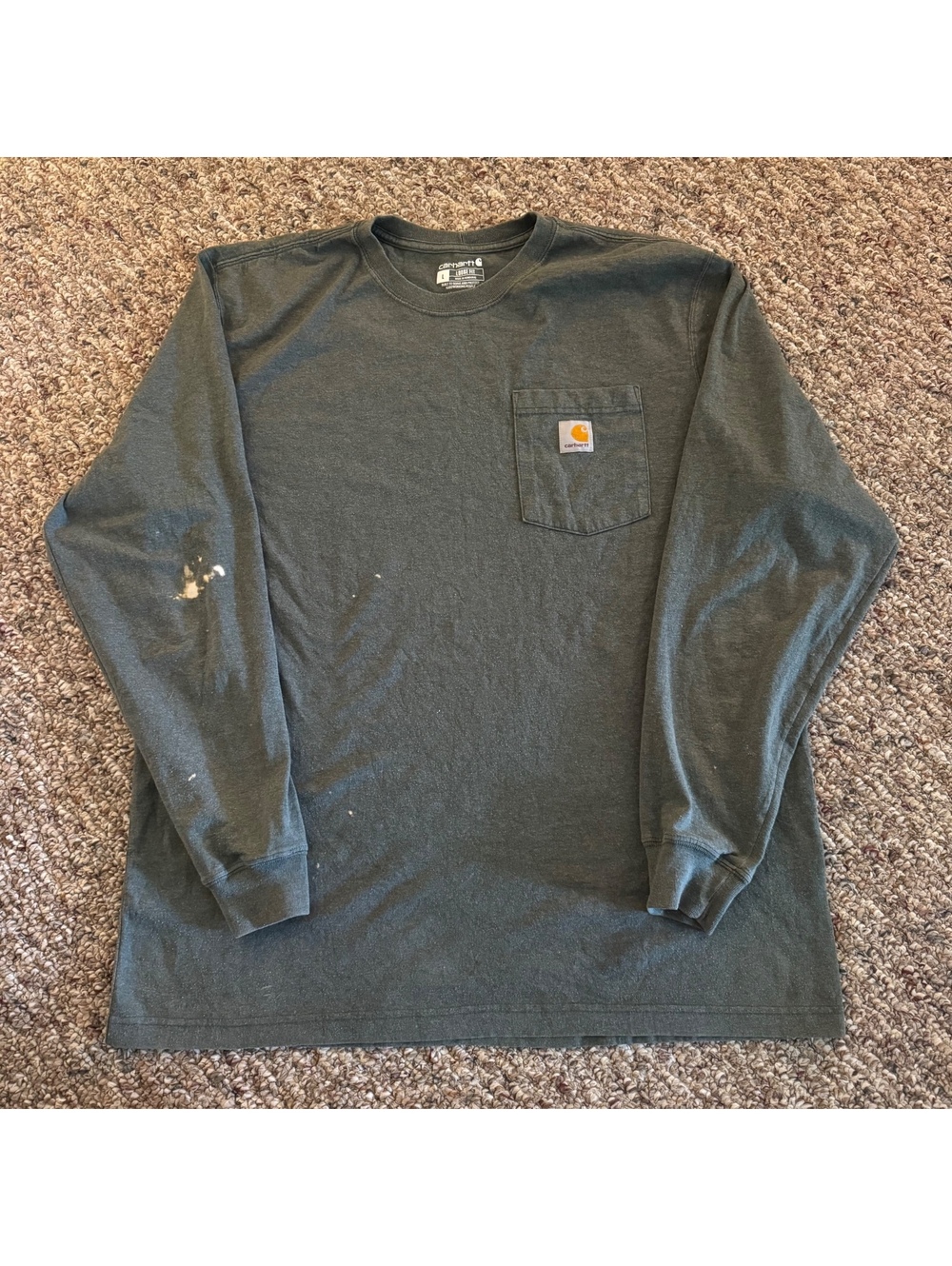 Men’s Carhartt Loose Fit Long Sleeve Pocket Shirt Size Large Gray READ